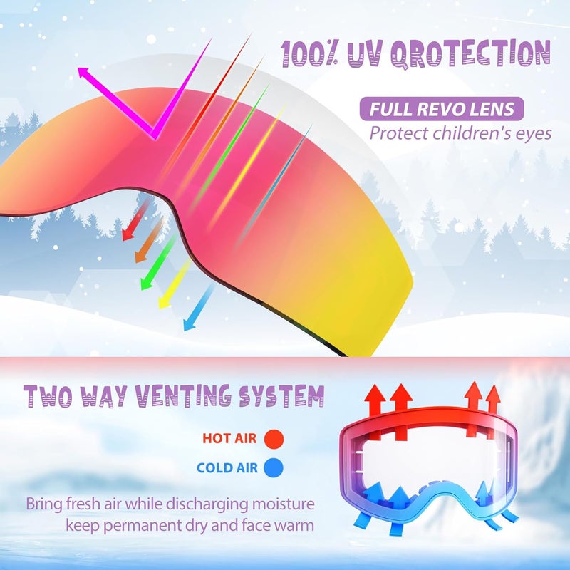 EXP VISION Ski/Snowboard Goggles Parent-child Snow Goggles Over Glasses for Men, Women Youth Kids - Image 2